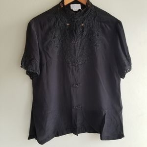 Vintage copacio silk embroidered blouse